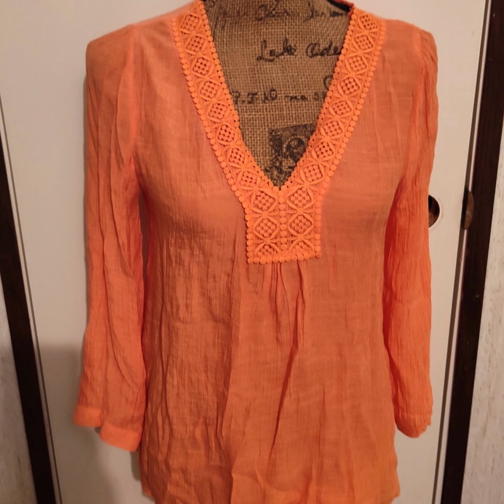 Counterparts Orange Women's Tunic with Crochet Detail